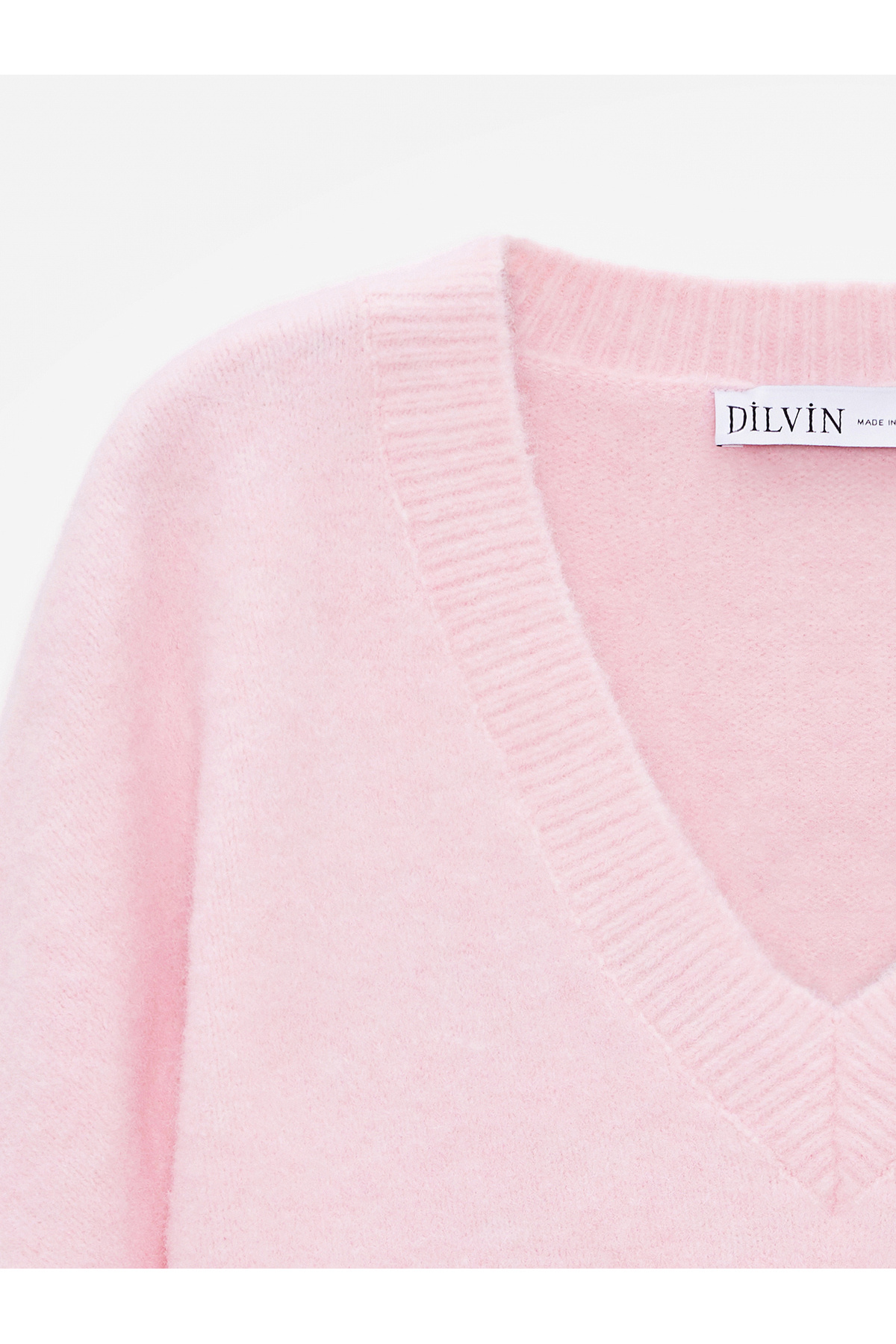 Dilvin  10645 V Yaka Yün Karışımlı Kazak-Ş. Pembe - Görsel 3