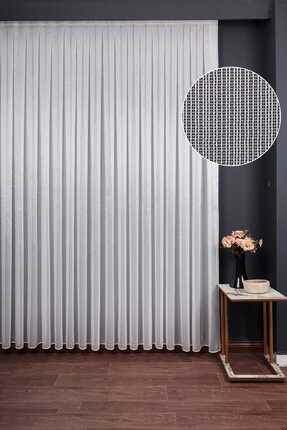 Vefa Home Tekstil Tül Perde Çelik Desen Etek Kurşunlu Pilesiz [1X1]