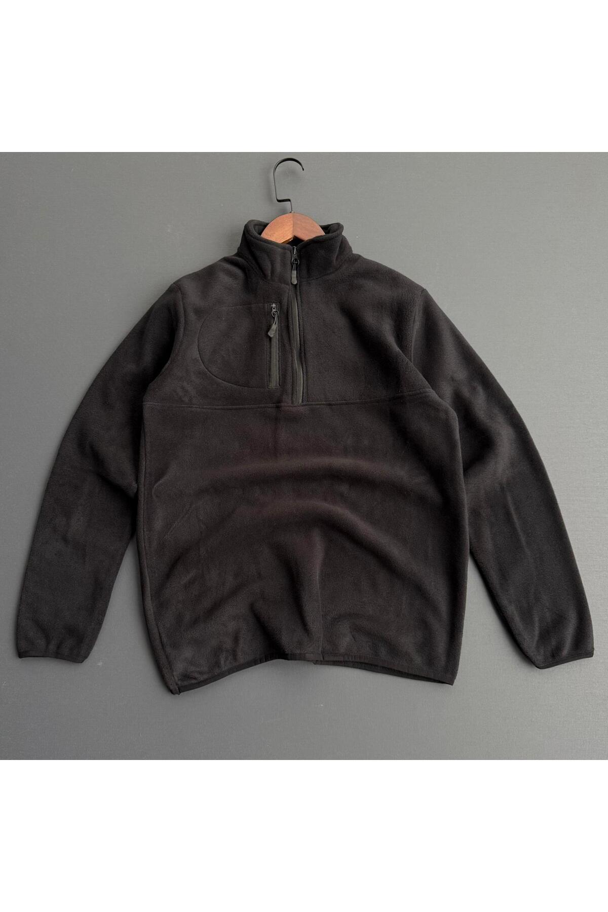 Polar Kumaş Fermuarlı Sweat — مشکی PKFS-001