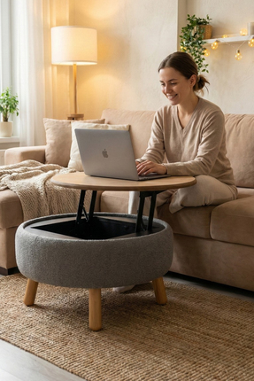 Zem İriva Sandıklı Mekanizmalı Orta Sehpa/Bench, Gri