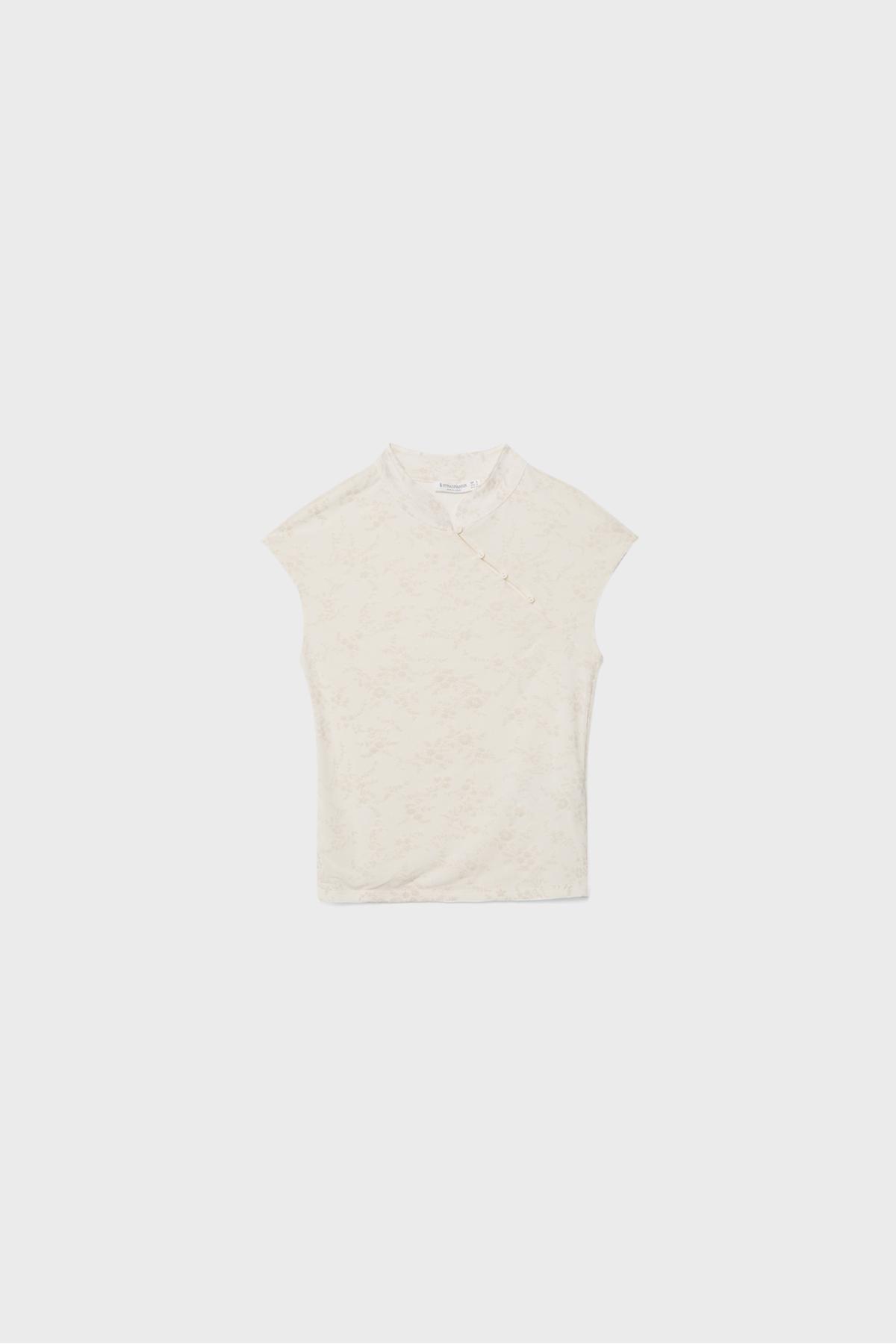 Stradivarius  Floklu qipao tarzı t-shirt - Görsel 6