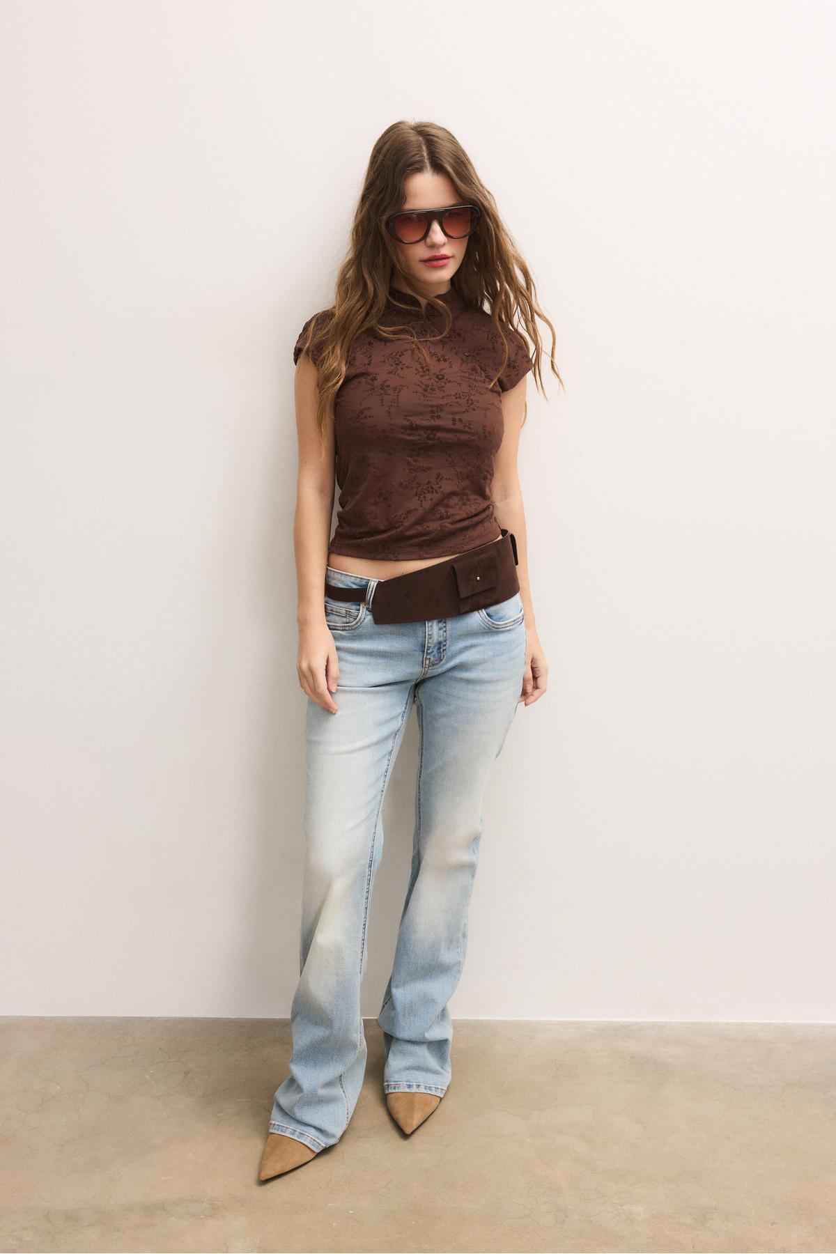 Stradivarius  Floklu qipao tarzı t-shirt - Görsel 2