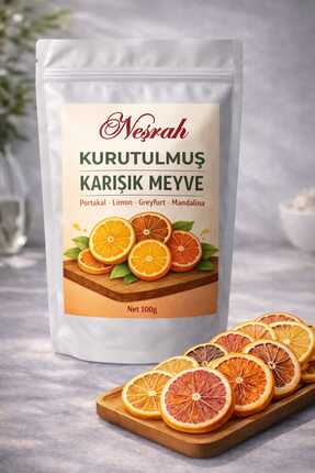 NEŞRAH Kurutulmuş Turunçgil-Narenciye Paketi 100 Gram (Portakal, Greyfurt, Li...