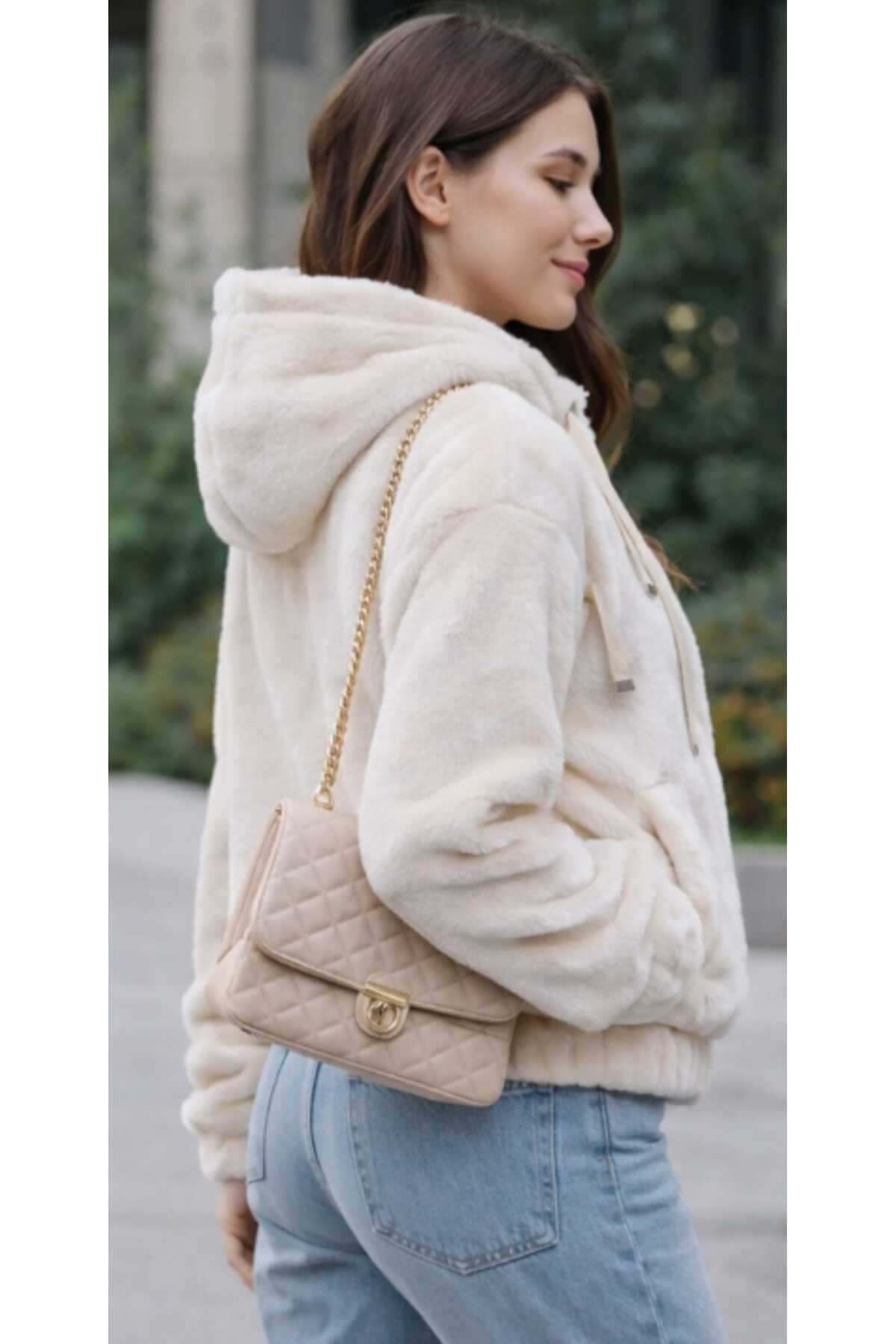 Minası Butik  KAPÜŞONLU TÜYLÜ MONT - Görsel 2