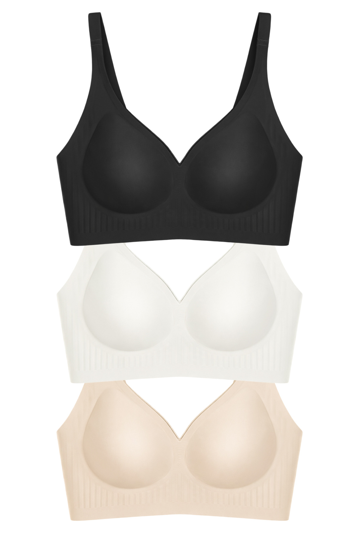 Cottonhill Seamless Bra - Slight | Lazer Kesim Dikişsiz Dilim Detaylı Balensiz Kadın Sütyen 3'lü Paket