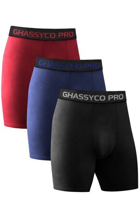 Ghassy Co Erkek Pamuklu Likralı Spor Boxer 3'lü Set Yumuşak Dokulu ve Rahat K...
