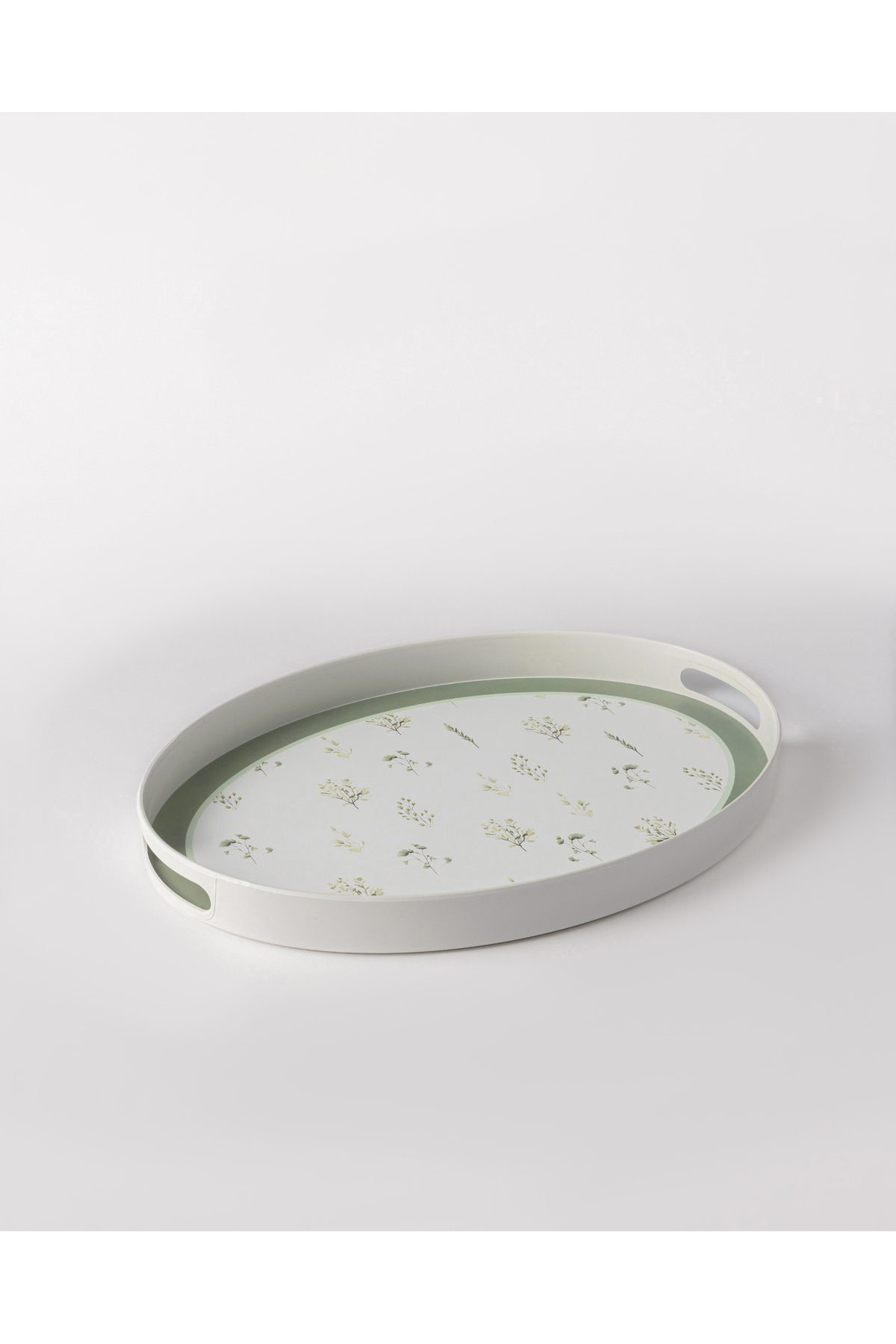 Delmare Oval Tepsi - Beyaz/Yeşil