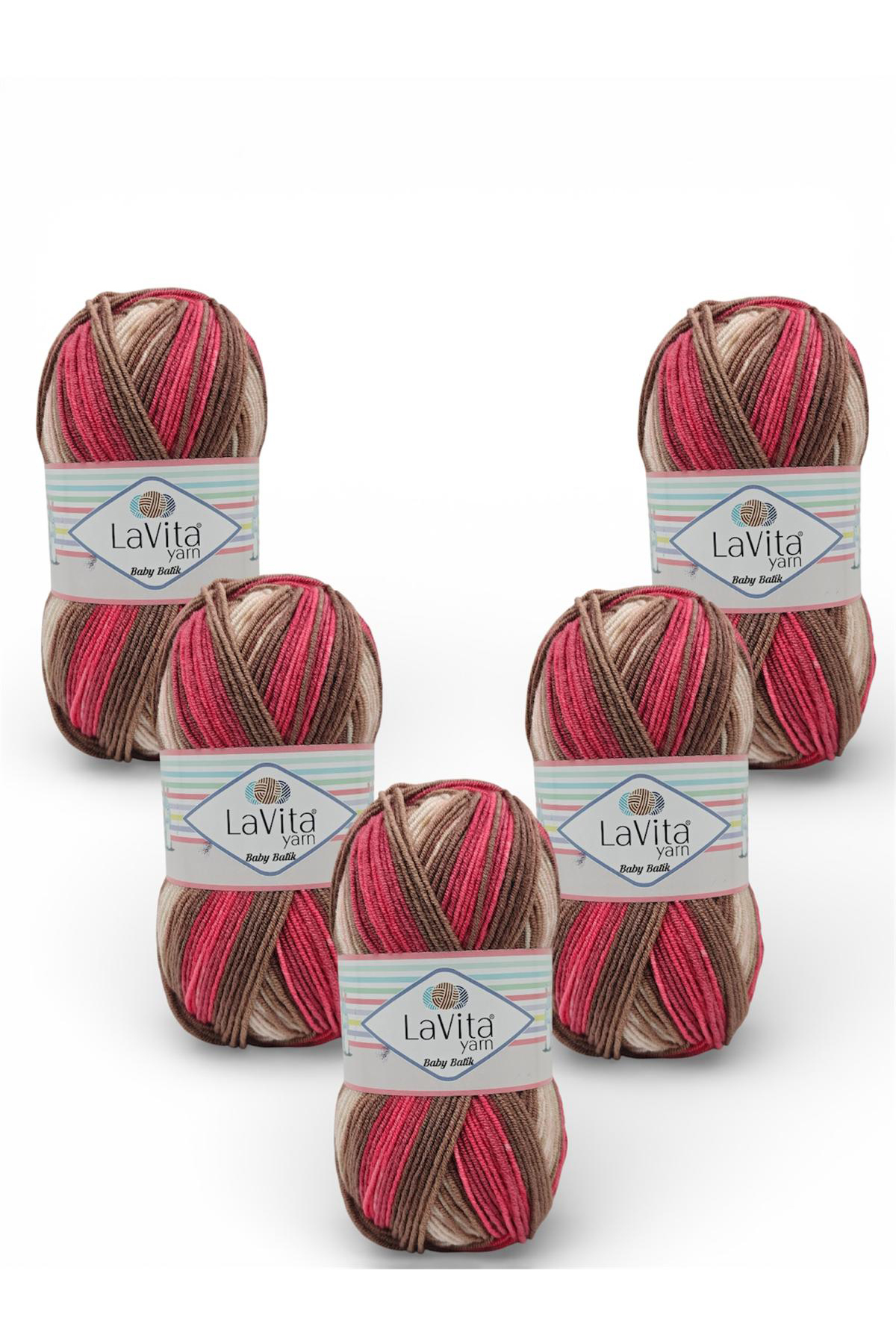 Baby Batik Multicolor Hand Knitting Yarn 100% Acrylic 500gr 5 PIECES (BY16 CHERRY COFFEE)