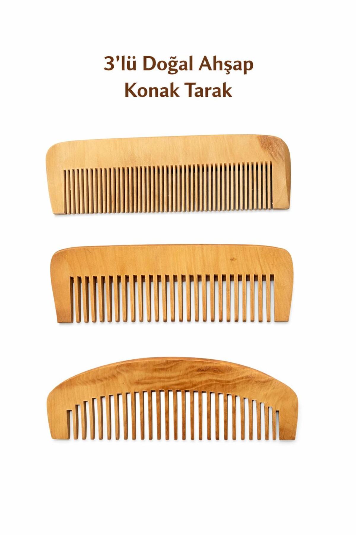 DOĞAL AHŞAP KONAK TARAK 3'LÜ SET — بژ KONAK1 — تصویر 3 از 3