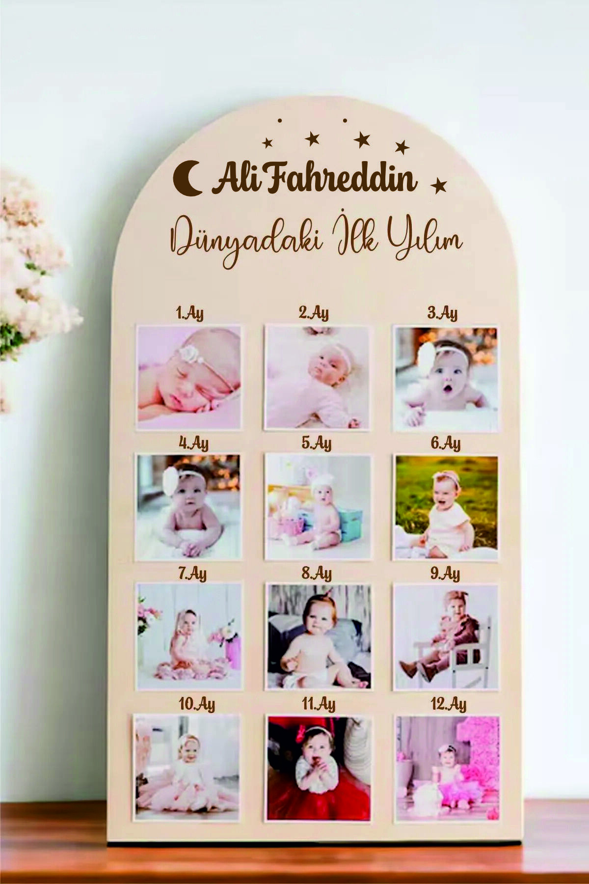 Saatistan İlk Yıl 12 Ay Bebek Anı Fotoğraf Tablosu, Doğum Günü Hatırası fotoğrafı 2 (önizleme)