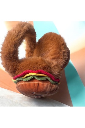 ALS Tasarım Dünyası Kahverengi Peluş KulaklarıSoğuktan Koruyucu Hamburger Sıc...