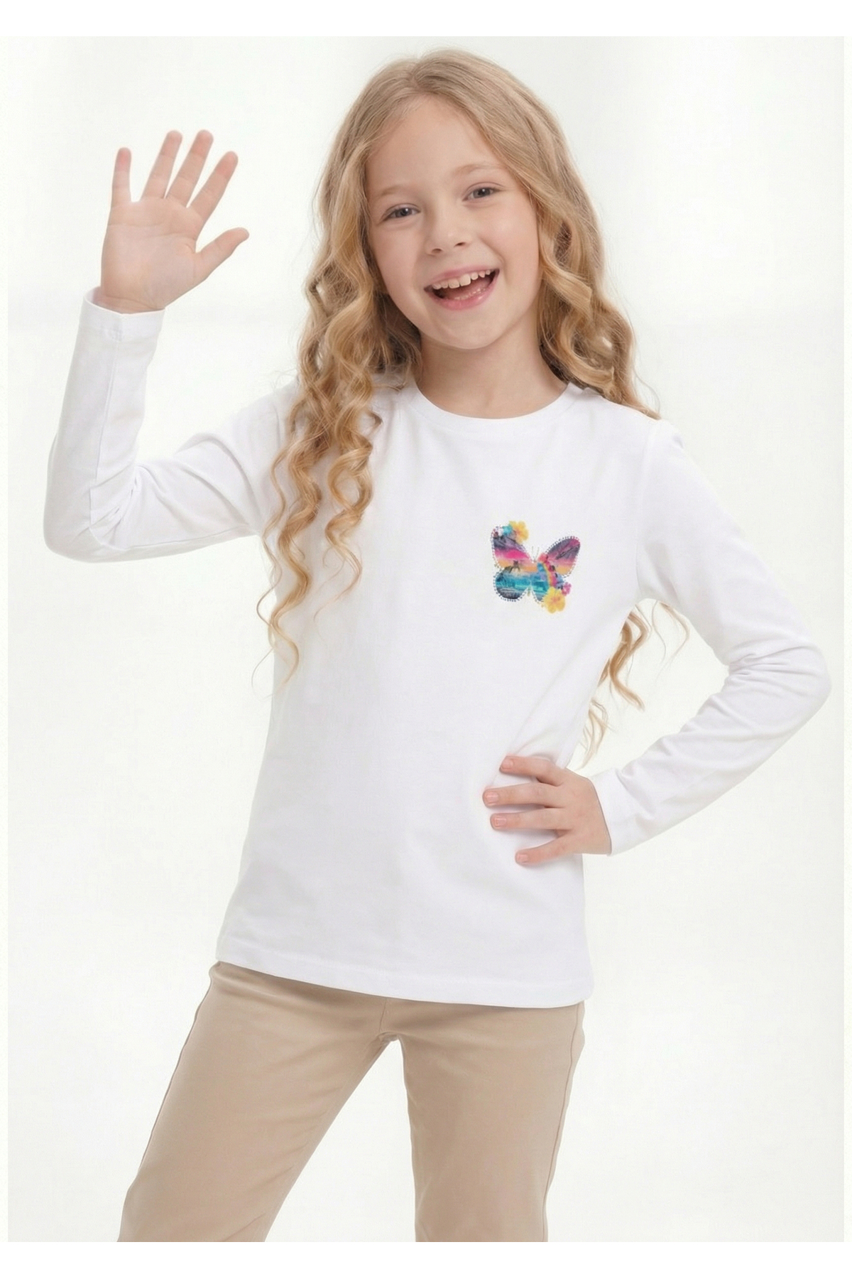 Printed Long Sleeve Girl T-Shirt B12