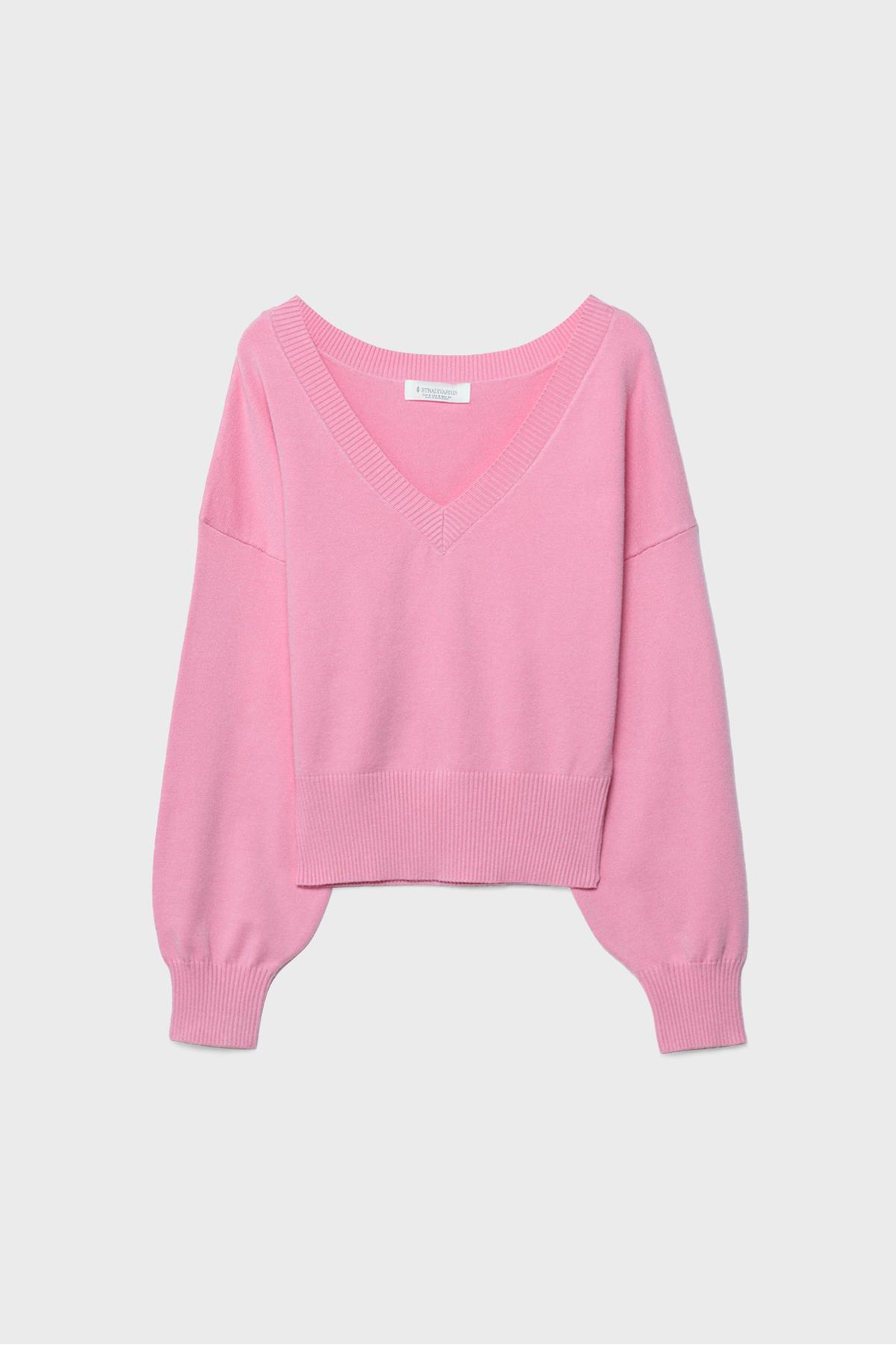 Stradivarius  V yaka yarasa kollu kazak - Görsel 6