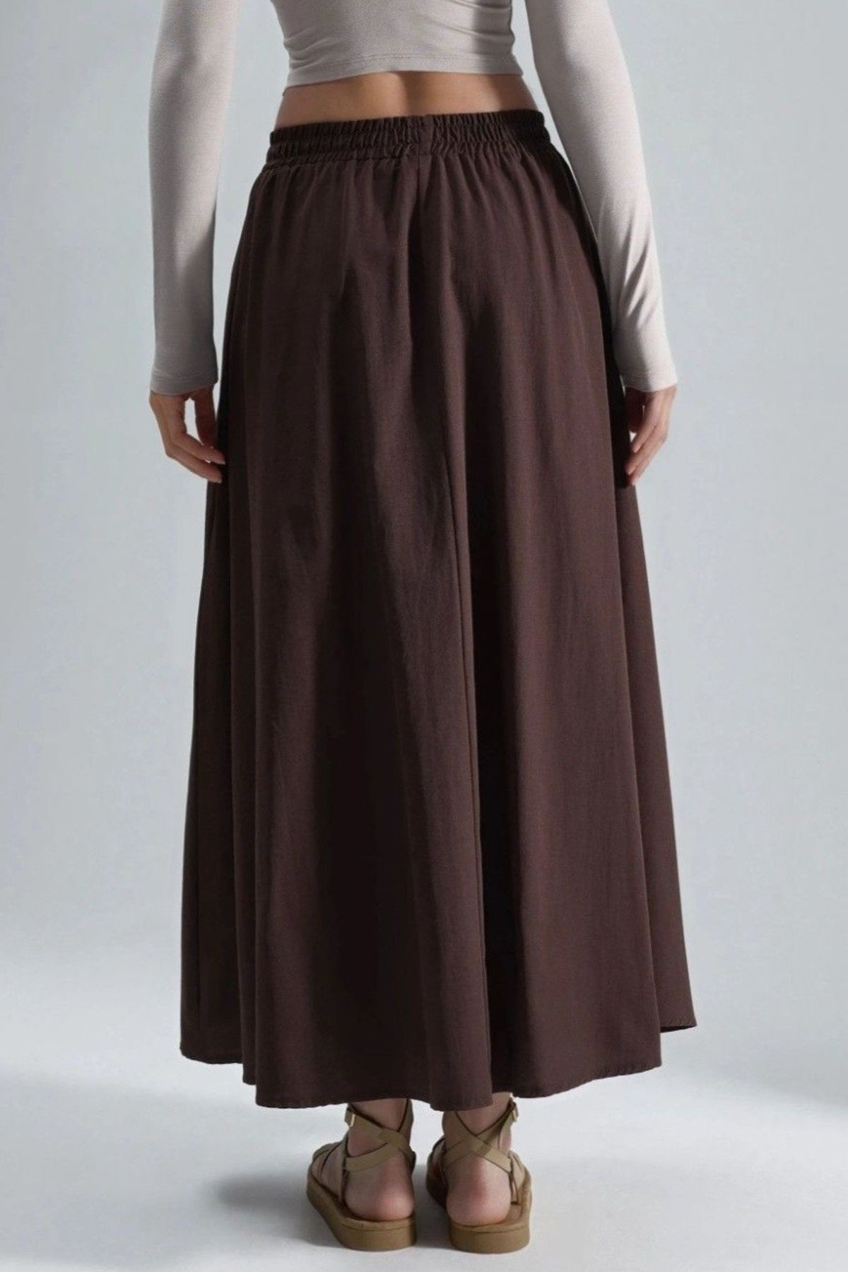 Hiccup  BUSEM Yüksek Bel A Kesim Maxi Etek - Görsel 3