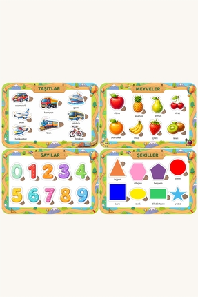 NCPUZZLES Ahşap Türkçe Taşıtlar, Meyveler, Sayılar ve Şekiller Eğitici ve Öğr...