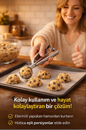 Owersea 1 adet Paslanmaz Çelik Kurabiye Helva Dondurma Servis Sunum Kaşığı