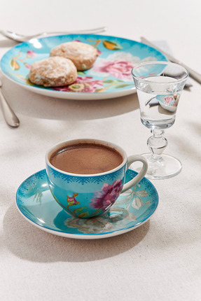 Paşabahçe Şakayık Porselen Espresso Fincanı Turkuaz