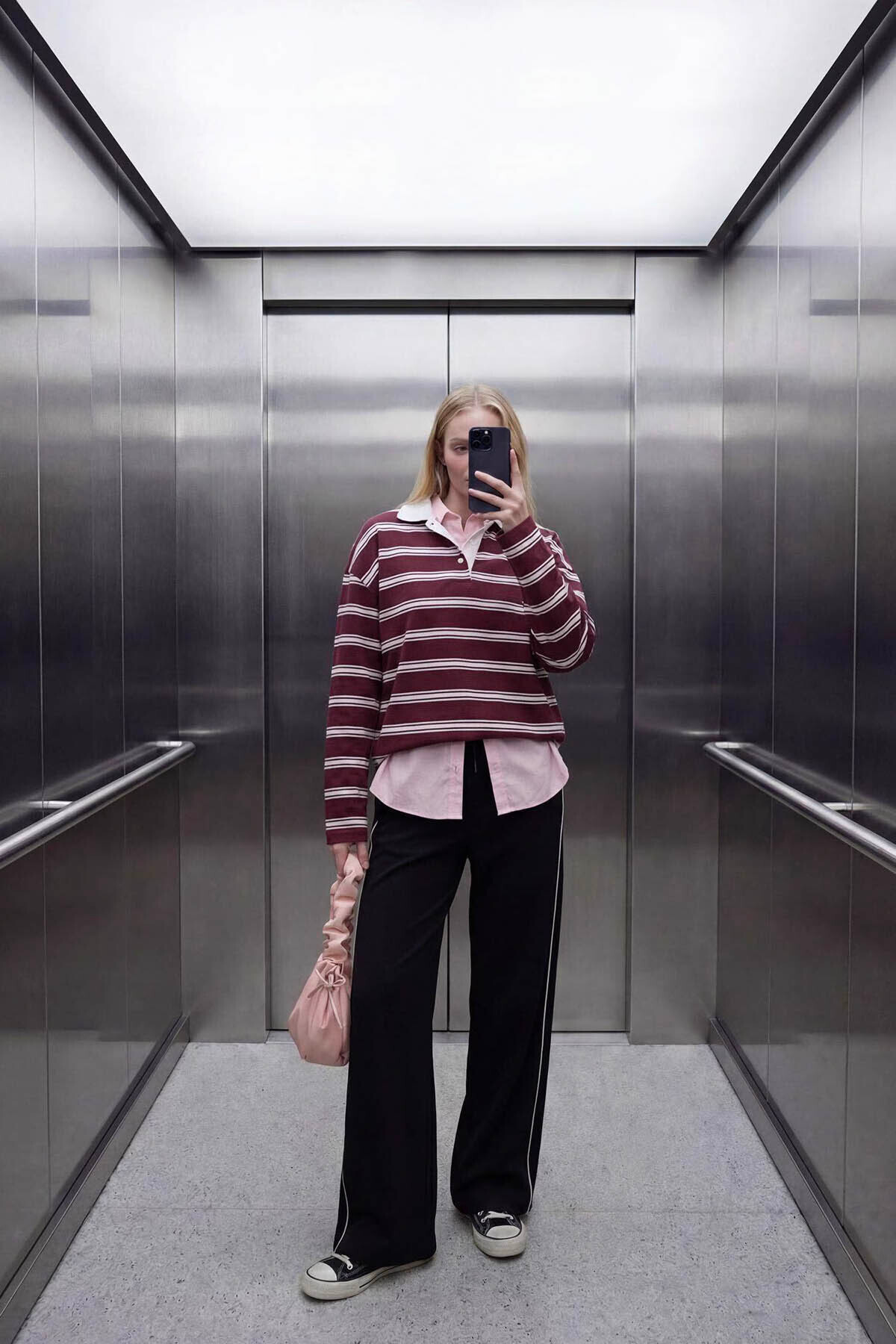 Defacto 100% Cotton Loose Fit Striped Sweatshirt G9467Ax26Sp