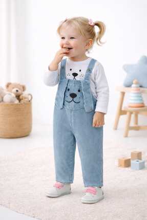 MiniBou UzunKol Kulaklı Mevsimlik Salopet Kız Erkek Bebek Çocuk 2'li Takım 6-...