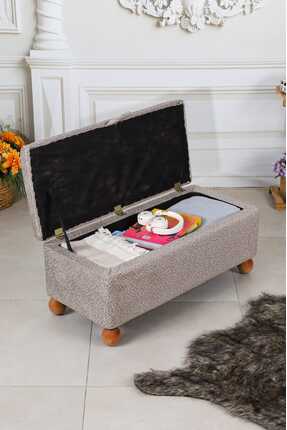 PUFMANYA VANESSA PREMİUM 90 CM SANDIKLI GÜRGEN AYAKLI DOKUMA KUMAŞLI PUF BENC...