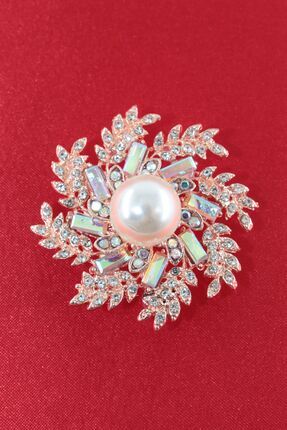 KEEBA Zeytin dallı Aura meltemi broş gold renk zirkon taşlı incili çiçekli ka...