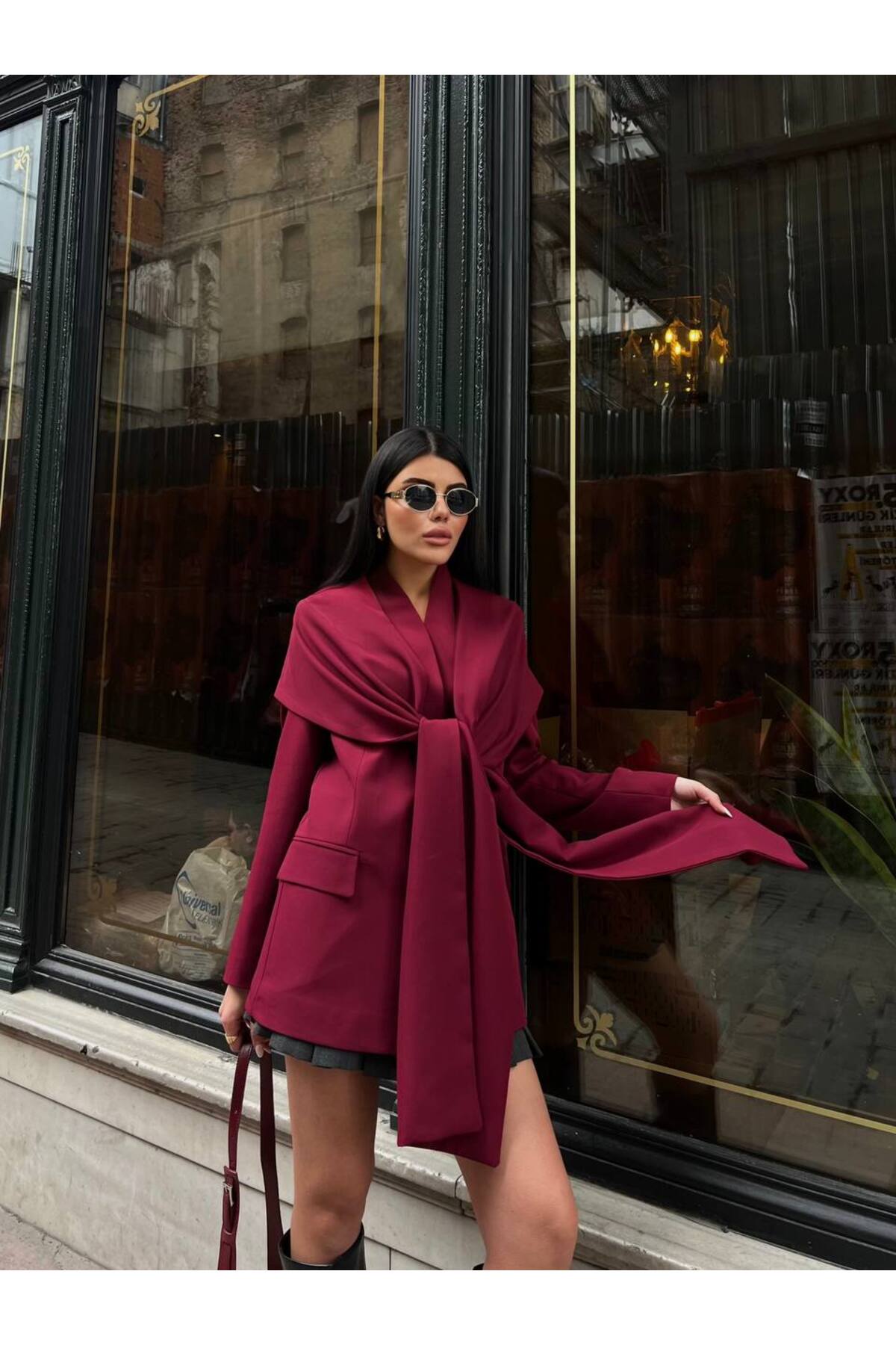 Veste femme avec détail écharpe - Style chic et confortable au quotidien - Görsel 5