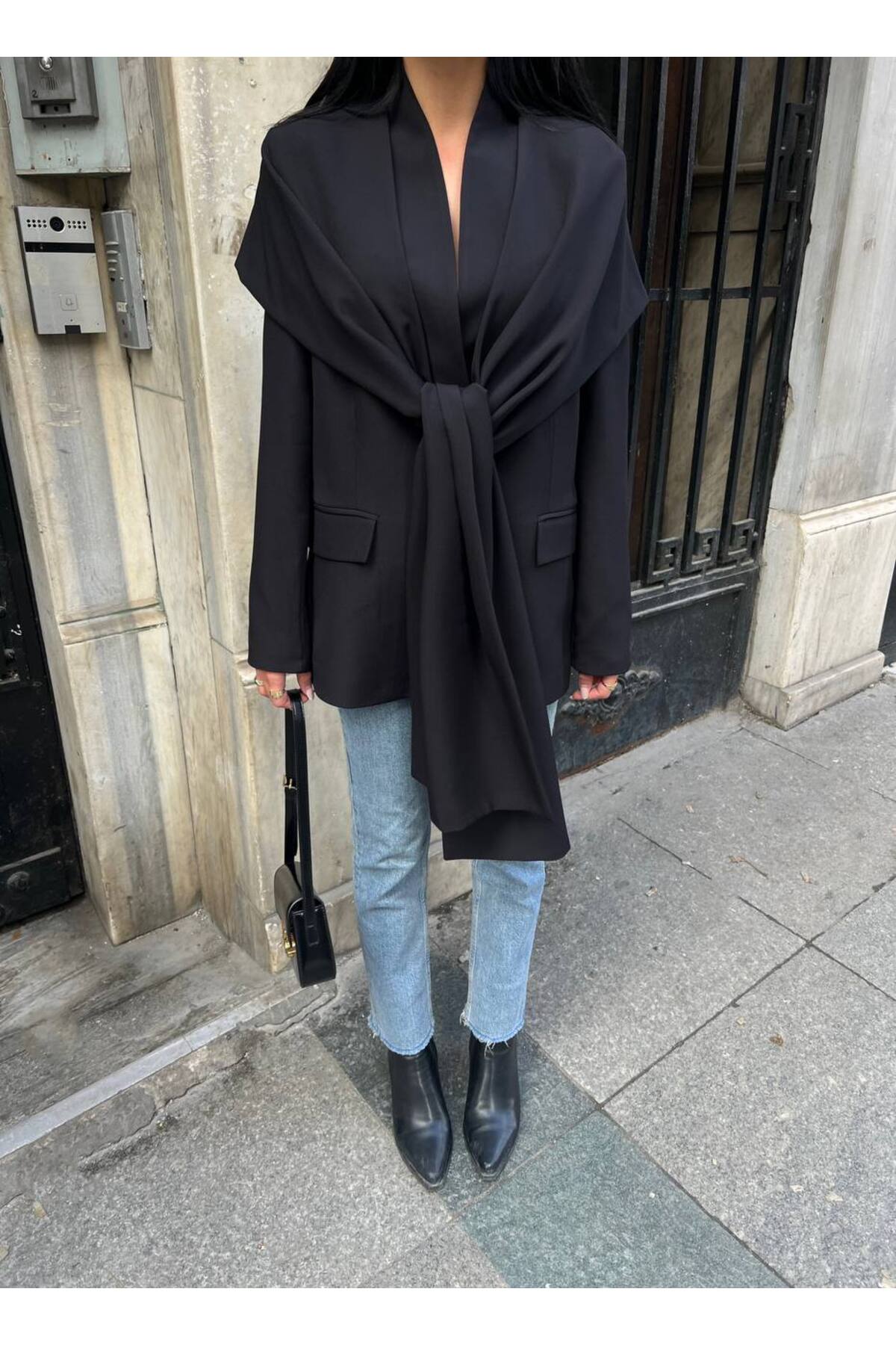 Veste femme avec détail châle - Style quotidien chic et confortable - Görsel 4