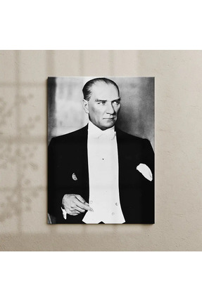 PosterPazar Atatürk Posteri Siyah Beyaz | Resmi & Klasik Portre - Siyah Çerçe...
