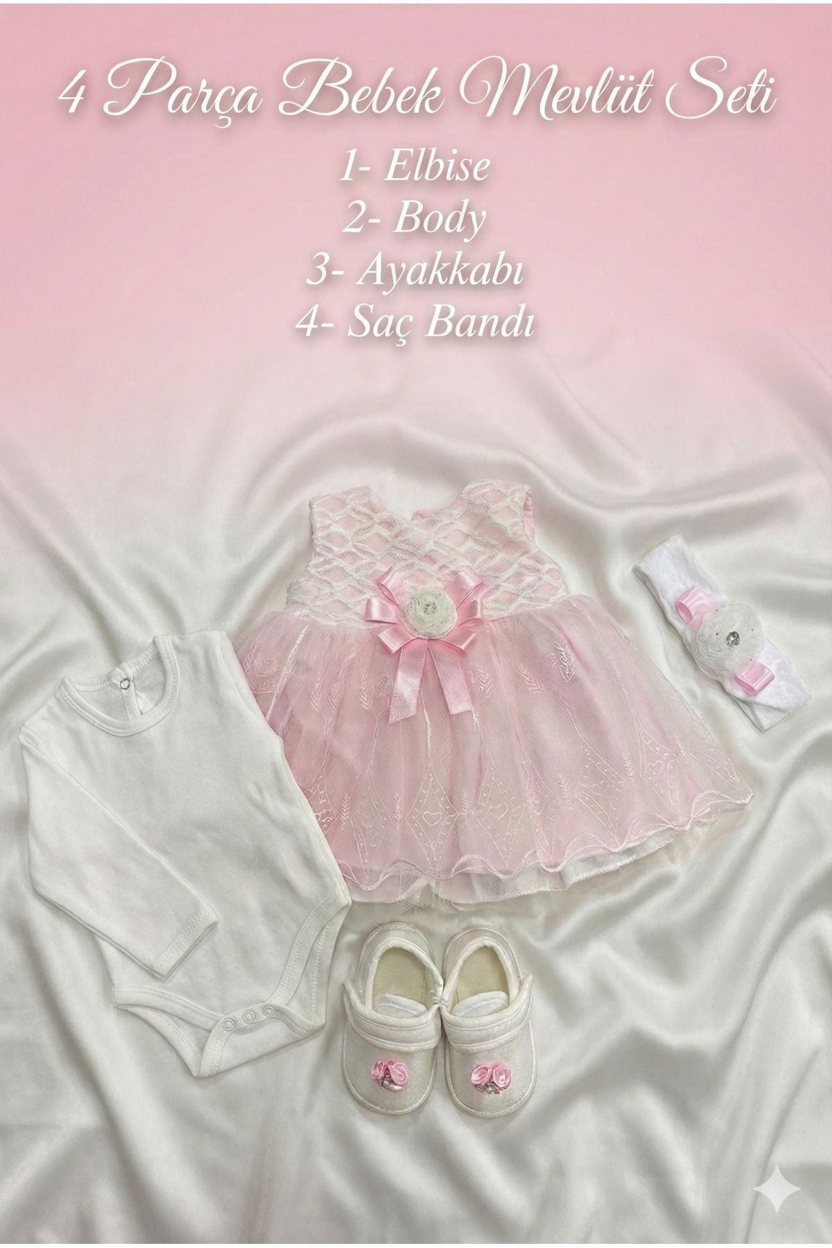 tinytrends Kız Bebek 4'lü Mevlüt Elbisesi fotoğrafı 3 (önizleme)