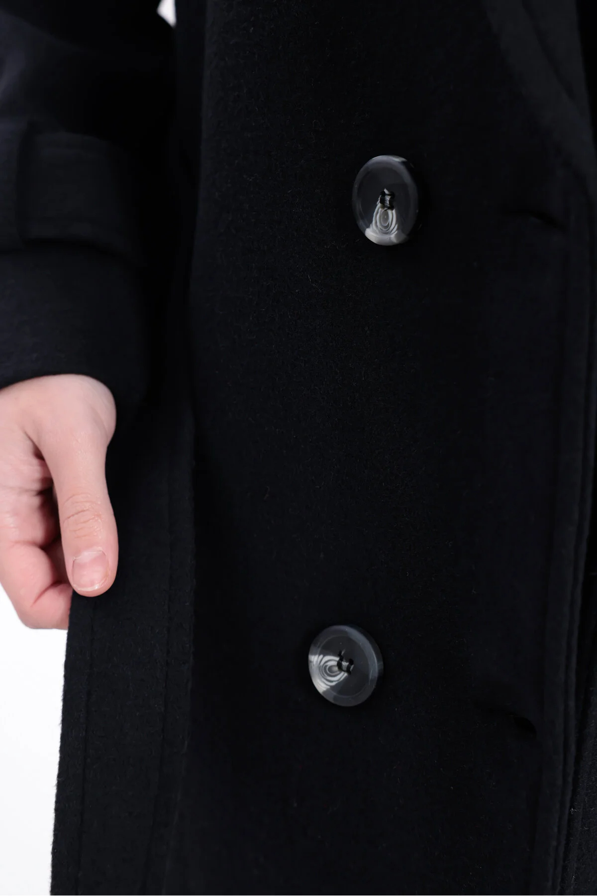 ışık tesettur  Morena Yeni Sezon Regular Fit Siyah Düğmeli Uzun Kaşe Kaban (Yeni Sezon) 2026 - Görsel 2