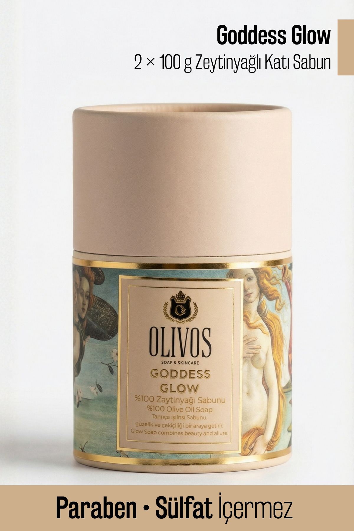 Olivos Goddess Glow %100 Zeytinyağlı El Yapımı Katı Sabun – Doğal Işıltı Etkisi, Premium Kutulu, 2×100 g - Fiyatı, Yorumları