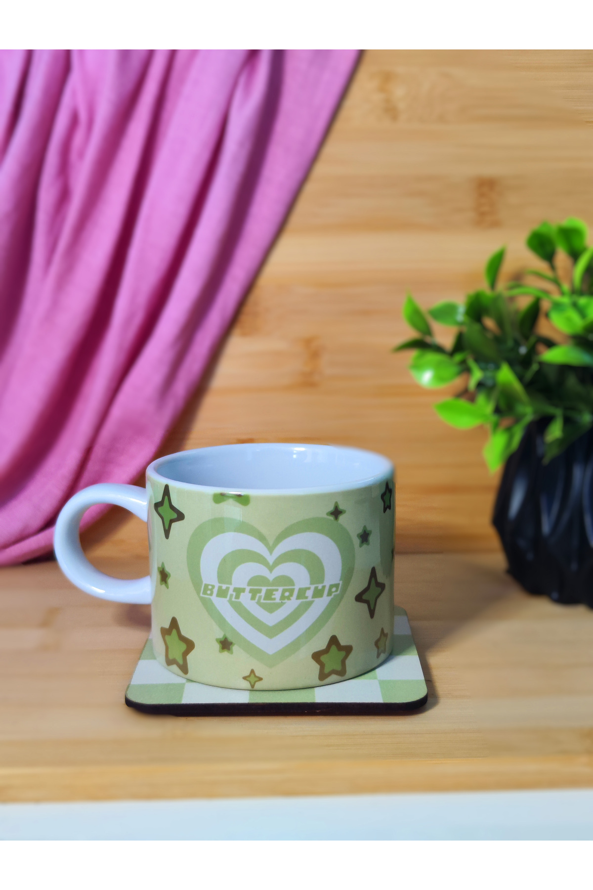 kuttuushop Powerpuff Girls Buttercup Kupa Küçük Bardak Kahve Çay Fincanı ve Bardak Altı fotoğrafı 3 (önizleme)
