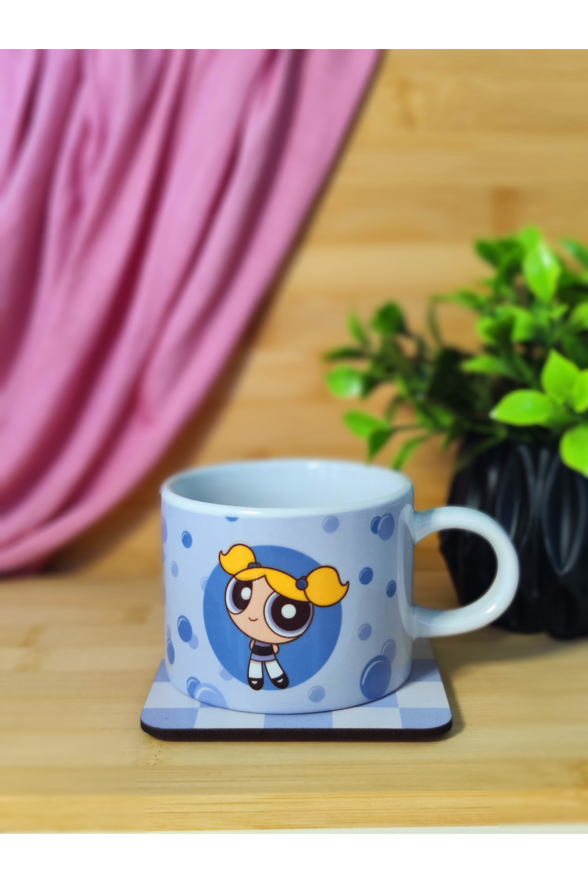 kuttuushop Powerpuff Girls Bubbles Kupa Küçük Bardak Kahve Çay Fincanı ve Bardak Altı fotoğrafı 2 (önizleme)