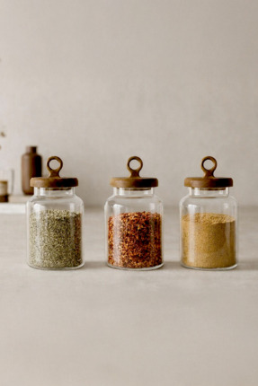 Kitchen Life Bohemia 3'lü Akasya Kapaklı Tutma Kulplu Borasilikat Kavanoz Bah...