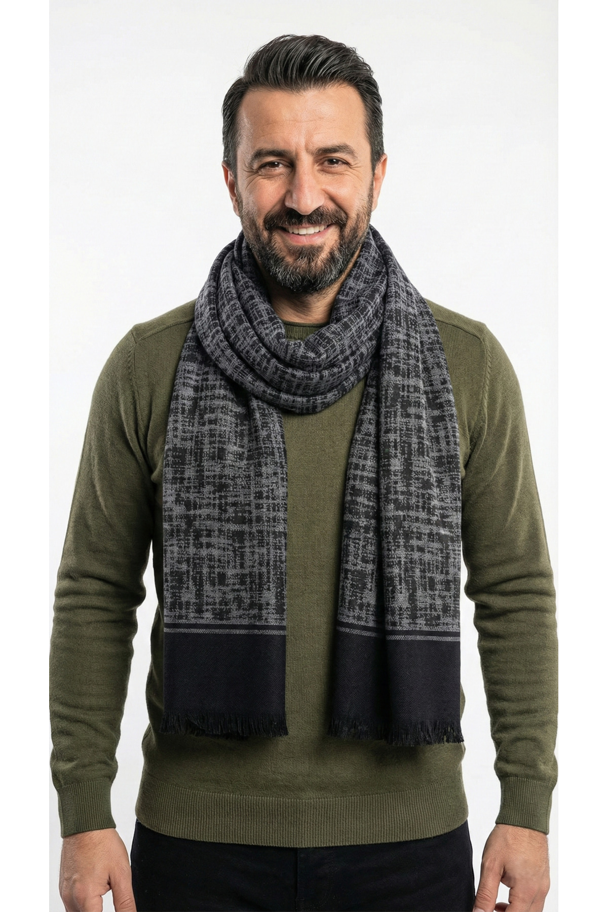 Ege Fular Şal ERKEK KAŞMİR DOKULU ATKI 150x35 cm Babalar Günü Hediyesi
