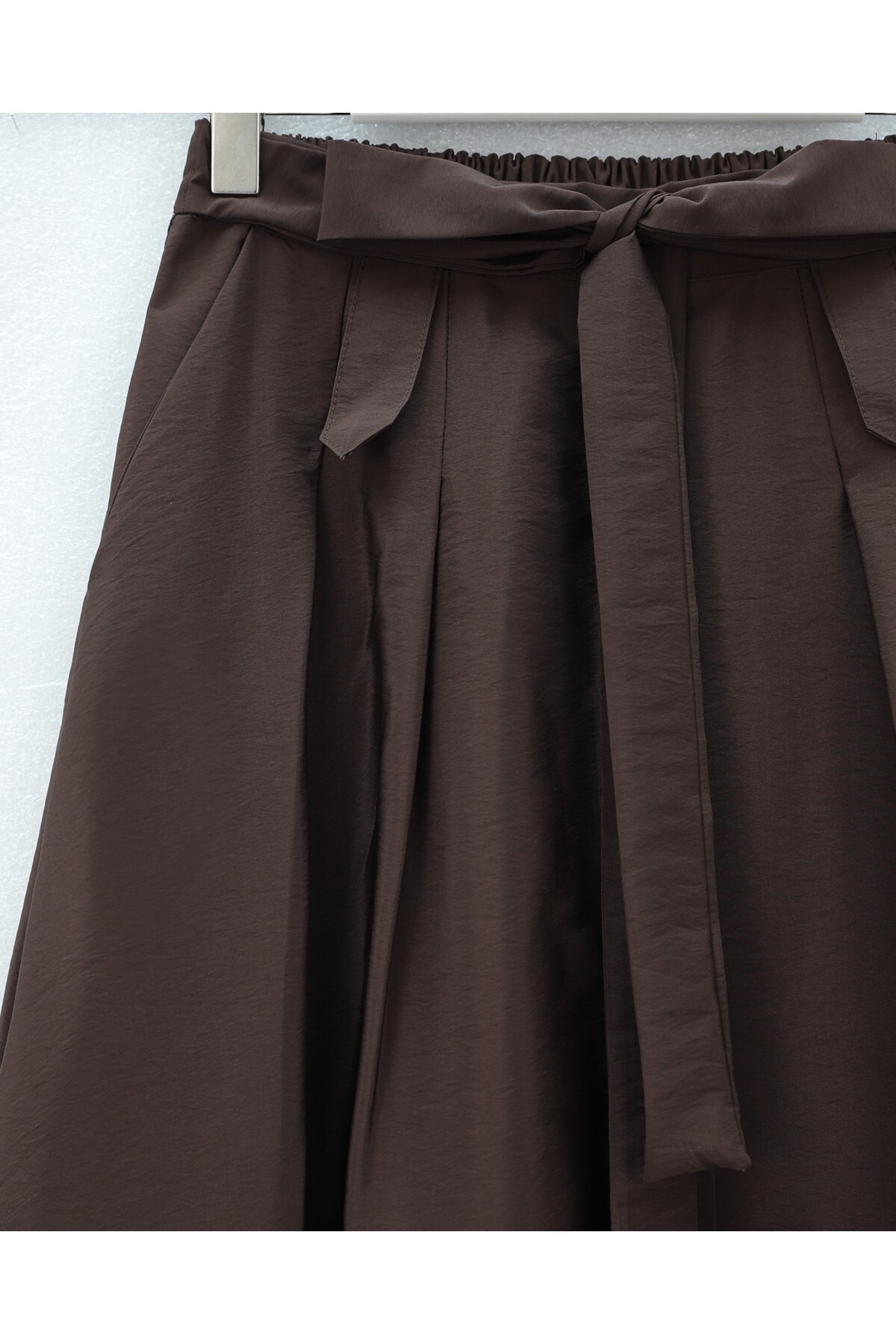 Modamorfo  önü Düğmeli Bağcıklı Paraşüt Etek -kahve - Görsel 5