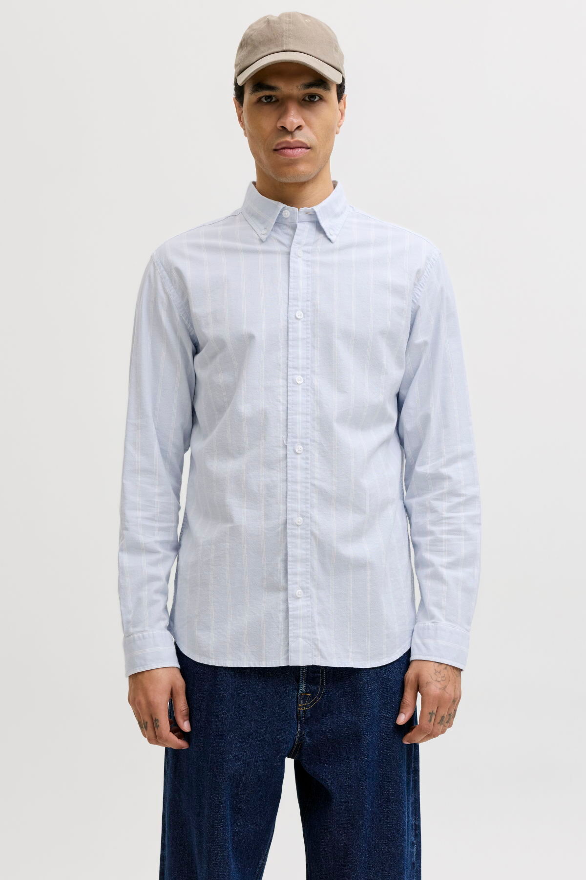 پیراهن نخی مردانه راه راه آکسفورد - هاروی جک اند جونز پیراهن Jack & Jones
