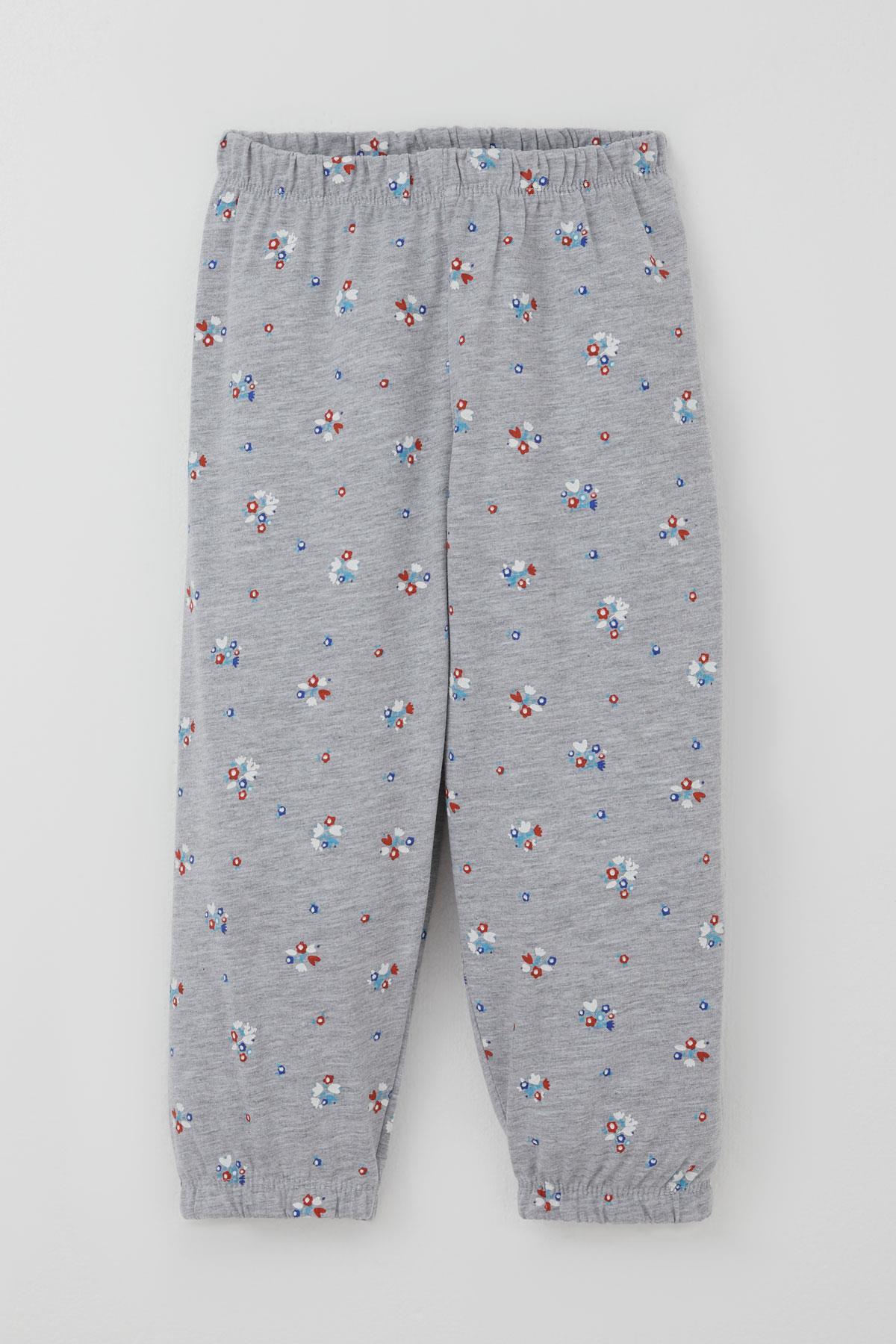 Breeze Kız Bebek Pijama Takımı Renkli Çiçek Desenli 9 Ay-3 Yaş, Gri Melanj fotoğrafı 3 (önizleme)