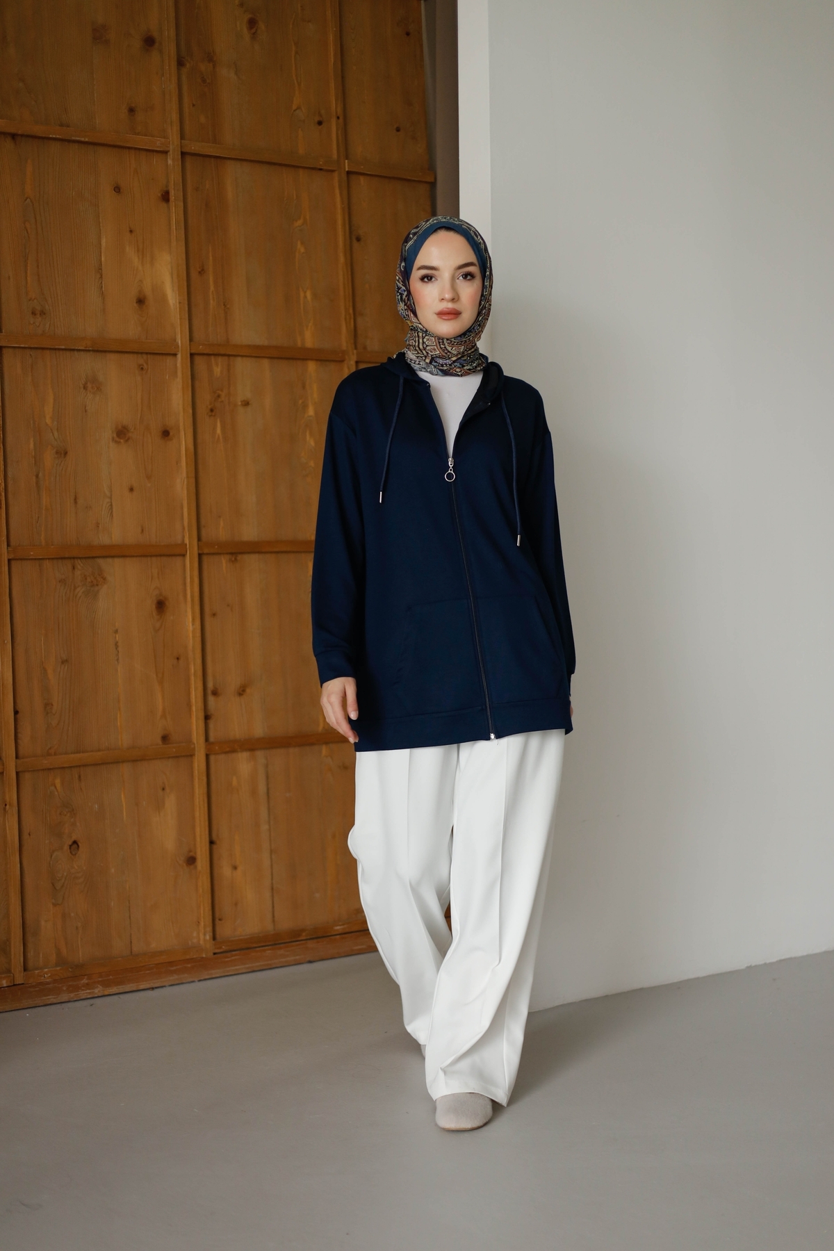 MOONSC Kadın Kapüşonlu Ve Cepli Tesettür Sweatshirt - Hırka görsel 7