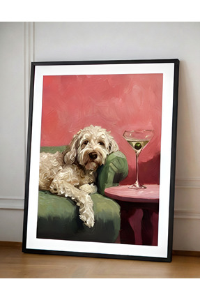 artera casa Cheers to the Good Life – Modern Köpek & Martini Duvar Tablosu