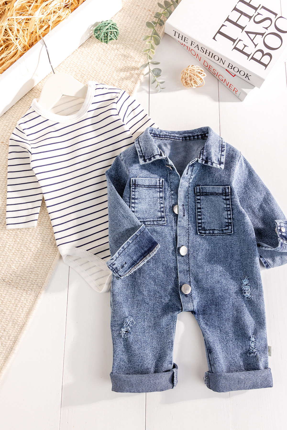 Babymod Denim 2'li Erkek Bebek Kot Tulum fotoğrafı 2 (önizleme)