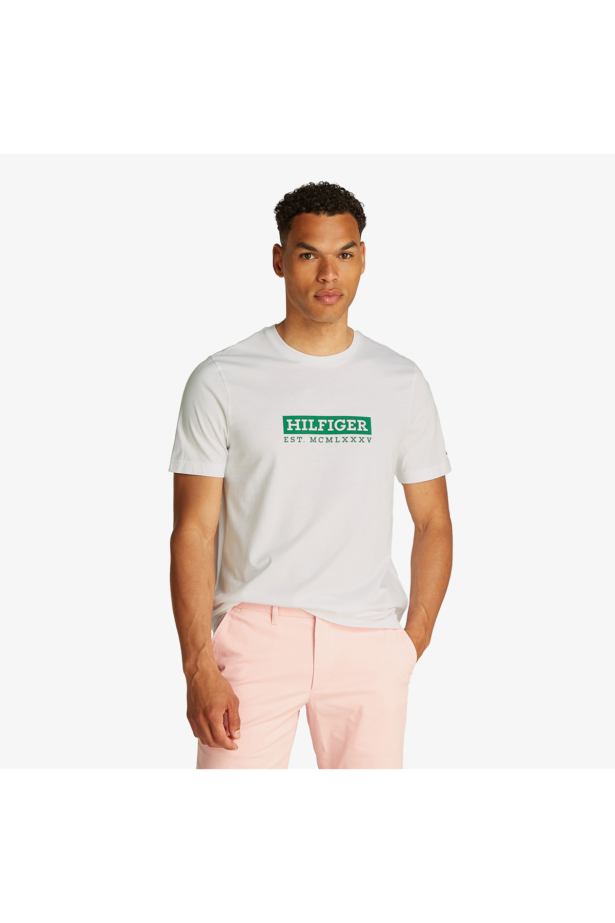 تامی هیلفیگر تی شرت مردانه طرح رنگی به رنگی سفید