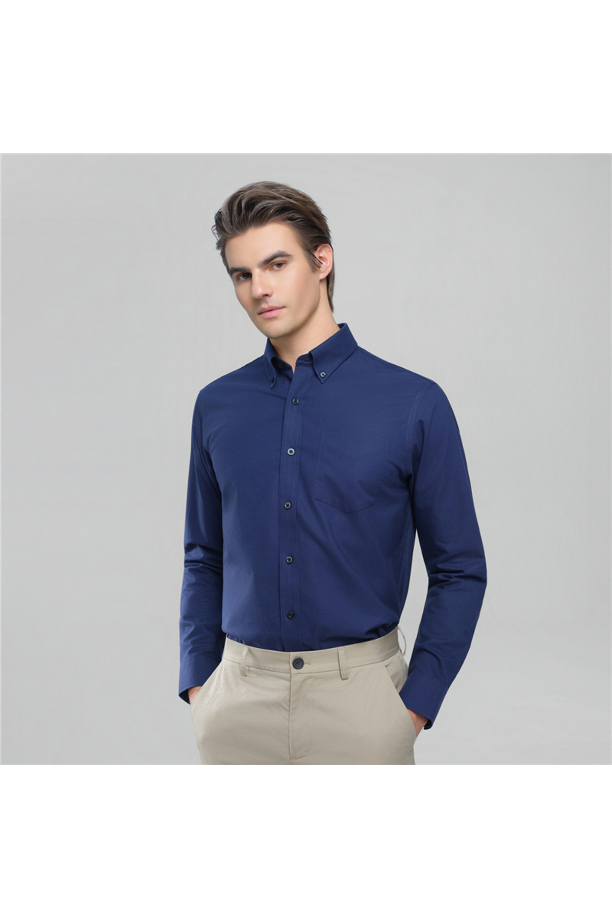 Giordano Men’s Cotton Long-Sleeve Wrinkle-Free Shirt