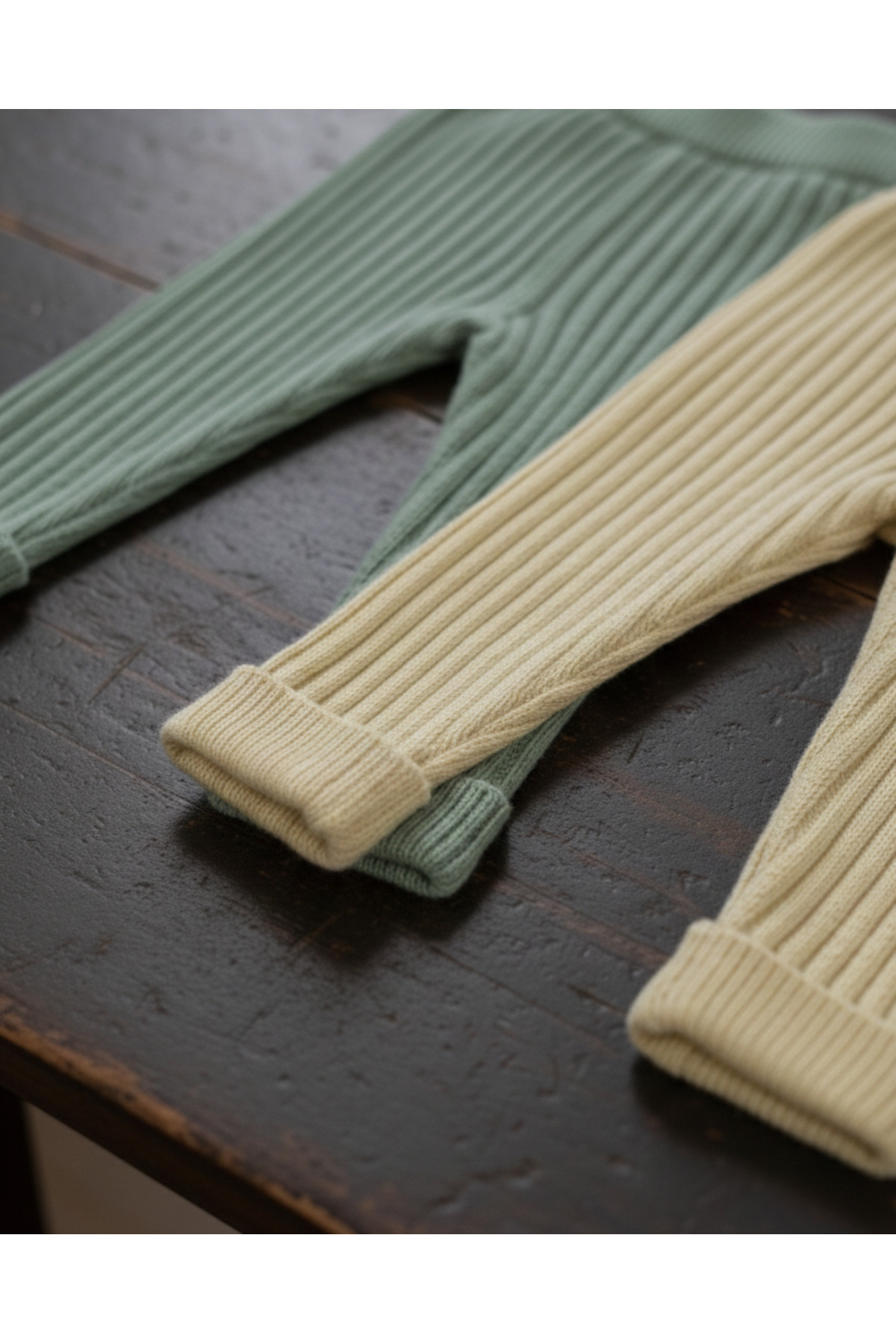 Nimini Kids Esnek, Yumuşak, Beli Lastikli, Paça Detaylı Kalın Triko Unisex Bebek Çocuk Tayt 2li Set (0-3 yaş) fotoğrafı 2 (önizleme)