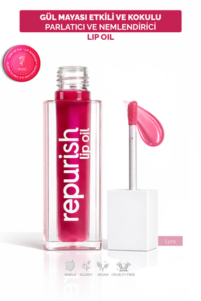 repurish Gül Mayalı Dudak Bakım Yağı (Lip Oil) - Gül Kokulu, Nemlendirici, Pa...