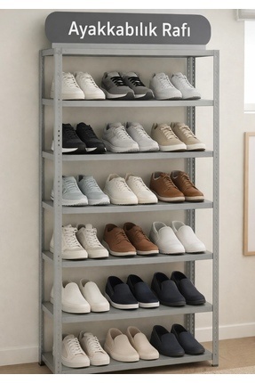 ALANRAF 6 Katlı Galvaniz Çelik Gri Renkli Ayakkabılık Rafı 27x57x150cm