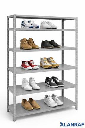 ALANRAF 6 Katlı Galvaniz Çelik Gri Renkli Ayakkabılık Rafı 31x75x150cm