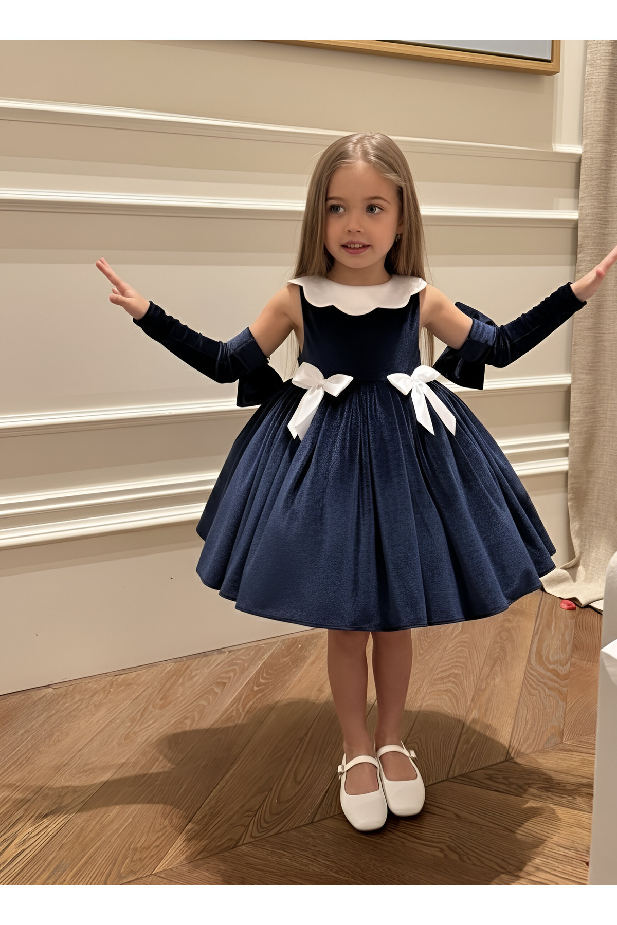 Asel Kids KIZ ÇOCUK KADİFE ELBİSE ÖZEL GÜN RAHAT ELBİSE
