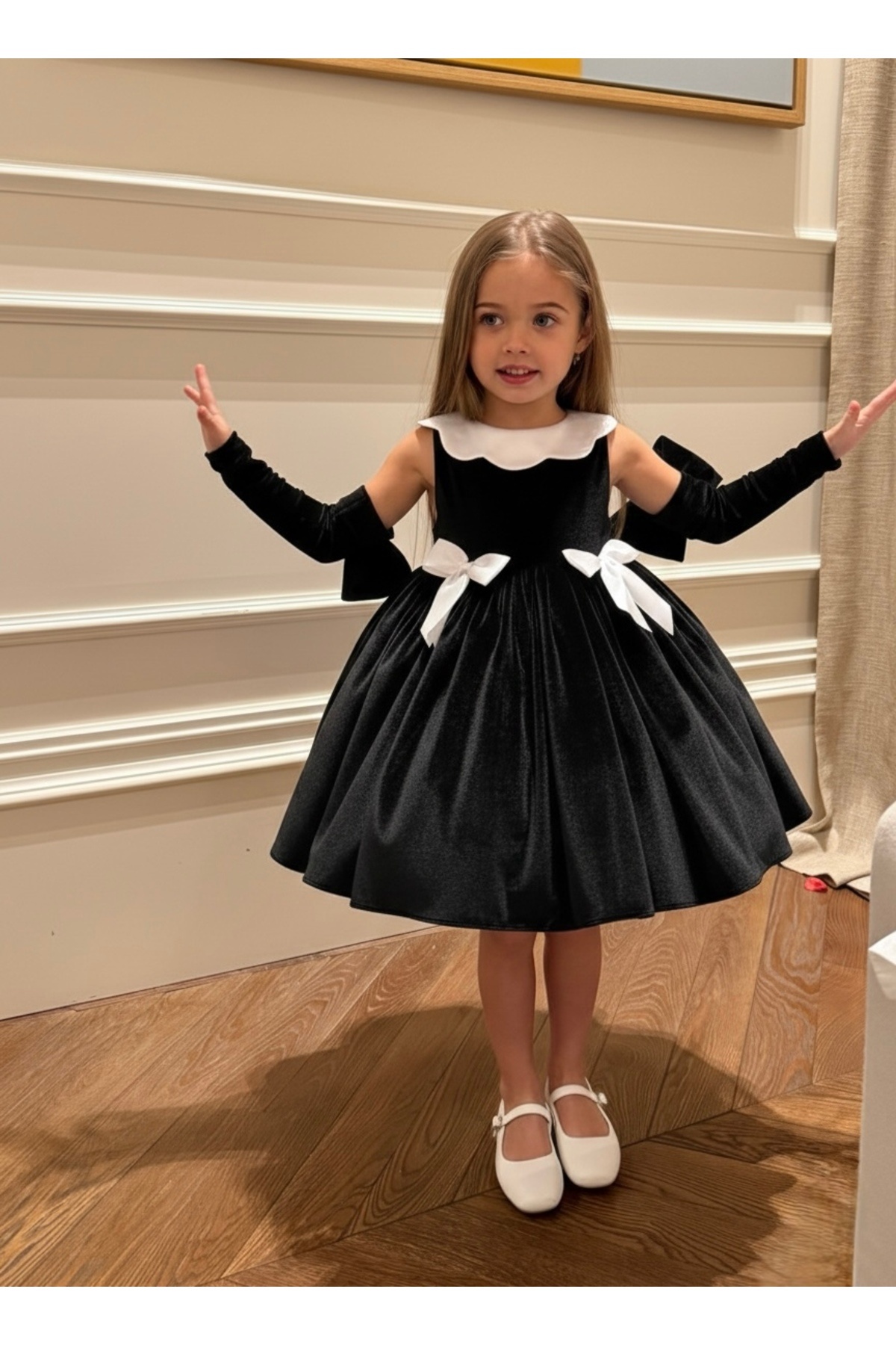 Asel Kids KIZ ÇOCUK KADİFE ELBİSE ÖZEL GÜN RAHAT ELBİSE