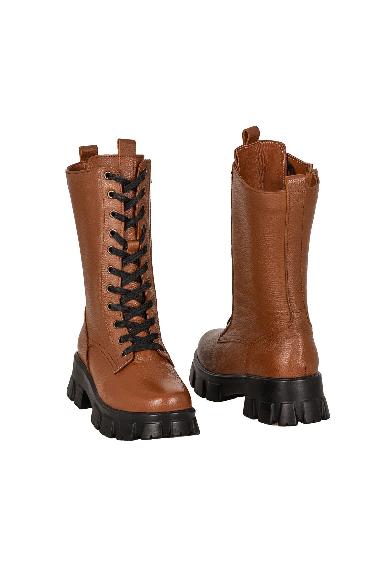Moosefield-Ghete de damă din piele naturală cu design special, cafeniu 4